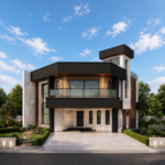 Halcyon-B1 homepage carousel cover Halcyon B1 contemporary two-storey light-gauge steel villa, front elevation
