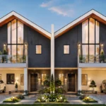 Halcyon-B4 BC — Front elevation visualization BC paired two-storey housing design — front elevation architectural visualization